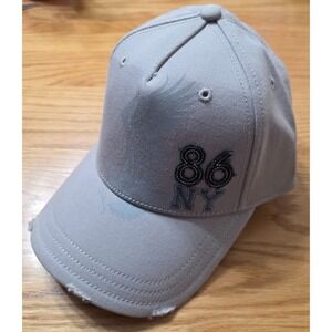 Hyp New York 86 Baseball Cap Mens Gray Twill Fitted Outdoor A-Flex Logo Patch